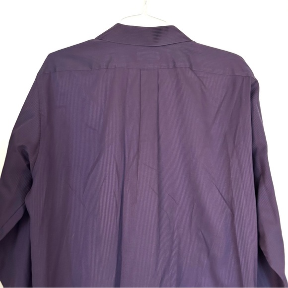 Van Heusen Men’s Purple Button Up Dress Shirt Striped Size XL Neck 17.5 Pocket - Picture 10 of 11